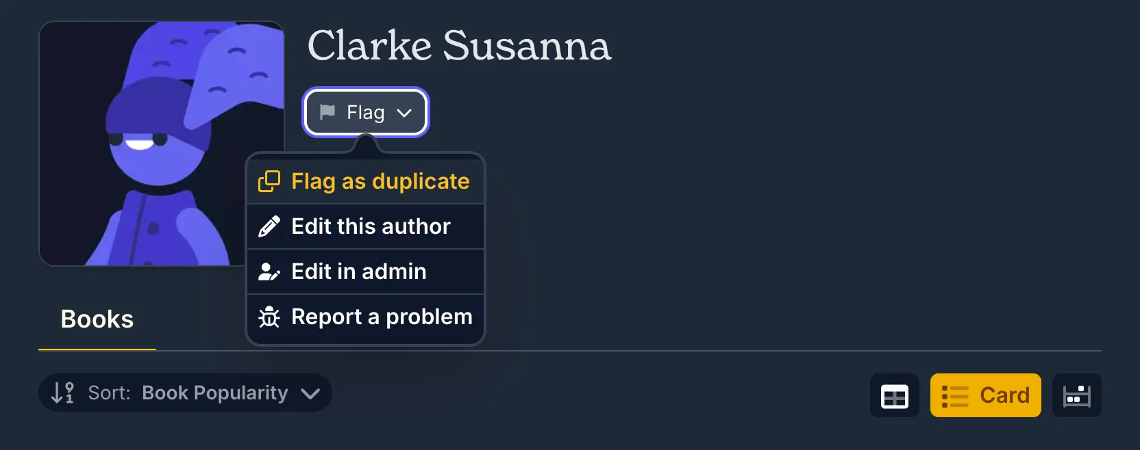 Flag the duplicate author