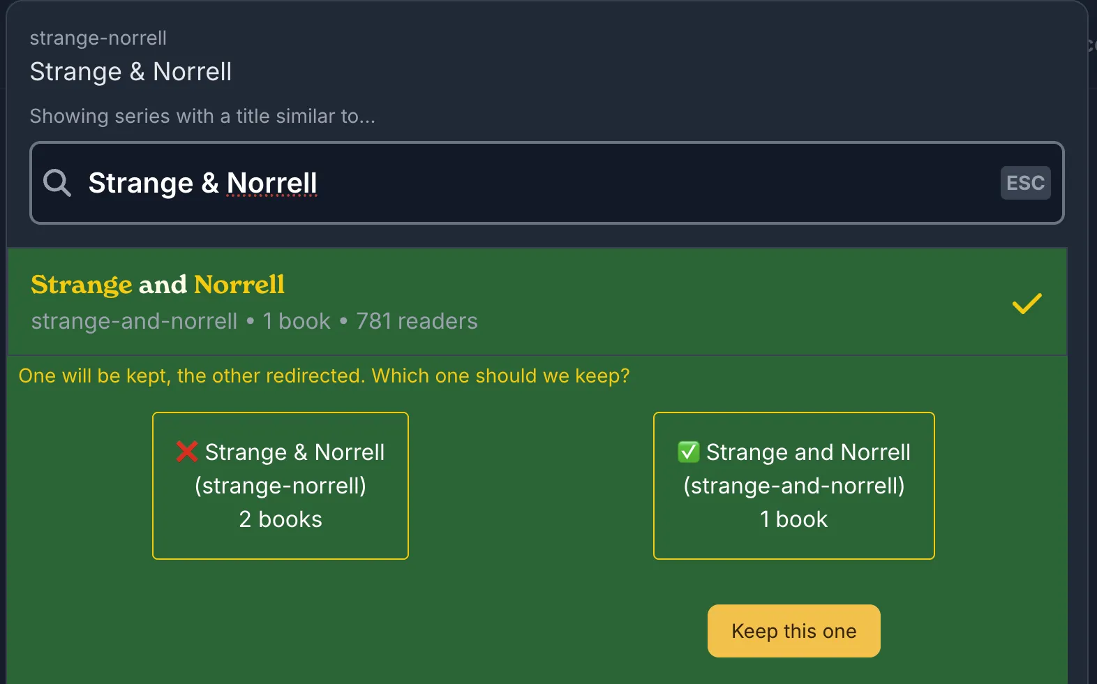 Select which series to keep