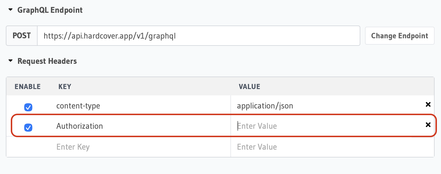 Example of the authorization header